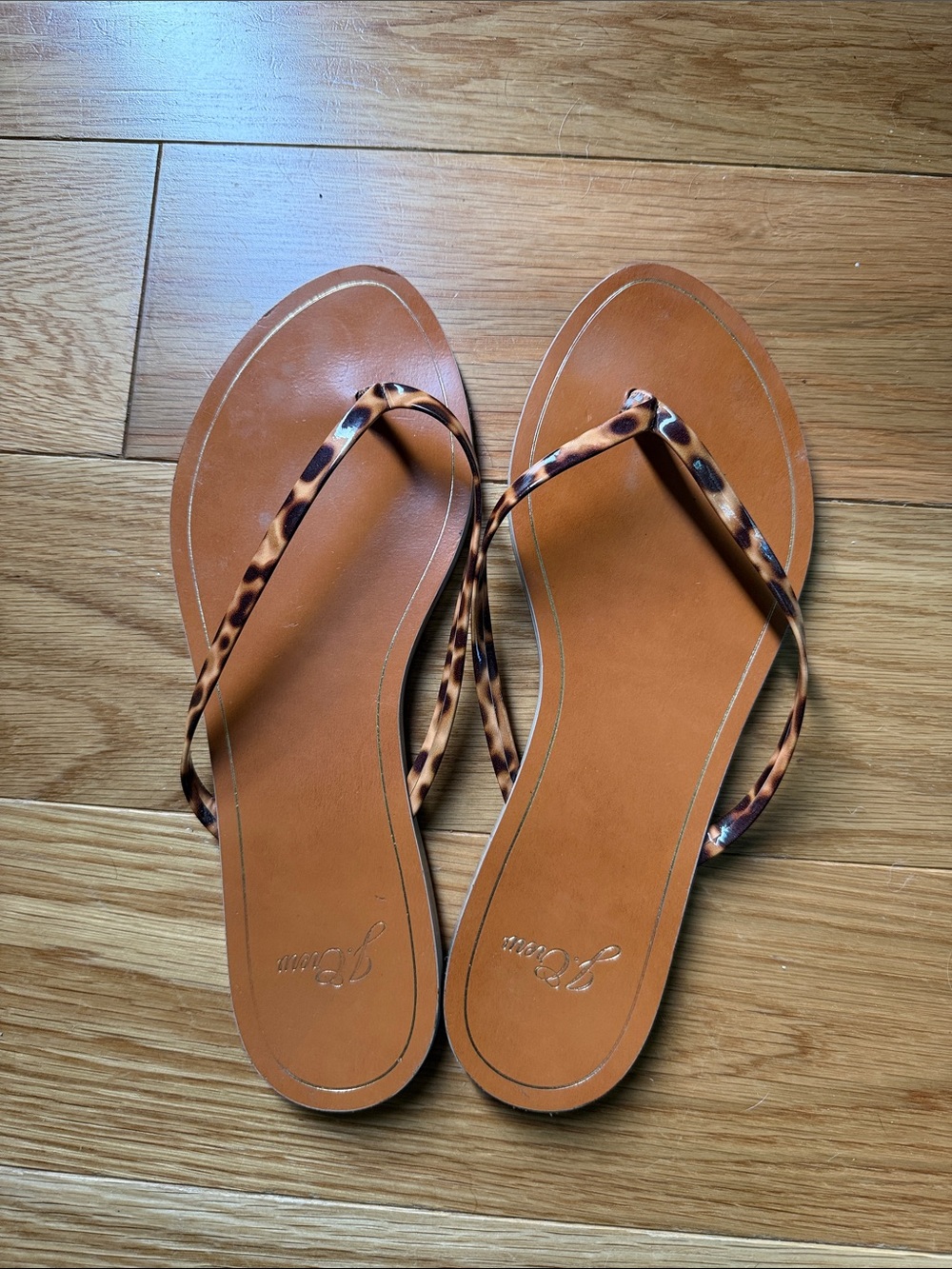 J. Crew Tortoiseshell-Strap Tan Flip Flop Sandals - Women's Size 7